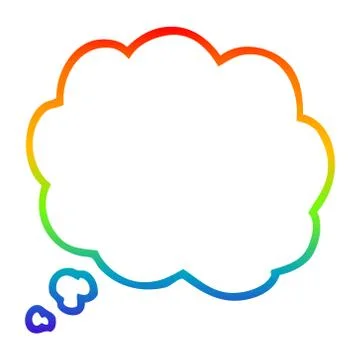 Rainbow gradient line drawing cartoon thought bubble Stock Illustration