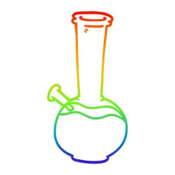 Rainbow gradient line drawing cartoon bong Illustrazione stock