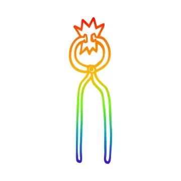 Rainbow gradient line drawing cartoon clamps Stock Illustration