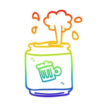Rainbow gradient line drawing cartoon can of larger Ilustración de archivo