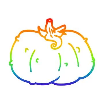 Rainbow gradient line drawing cartoon pumpkin Illustrazione stock
