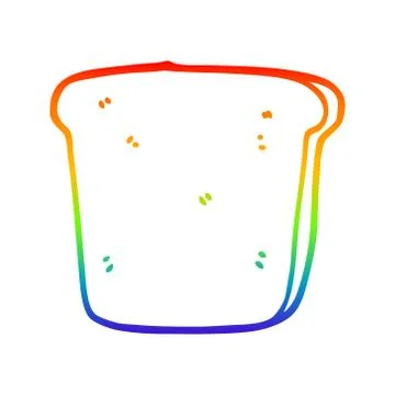 Rainbow gradient line drawing cartoon slice of bread Stock Illustration