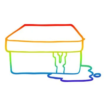 Rainbow gradient line drawing cartoon box with slime Stock-Illustration