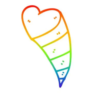 Rainbow gradient line drawing cartoon shooting heart decorative element Stock-Illustration