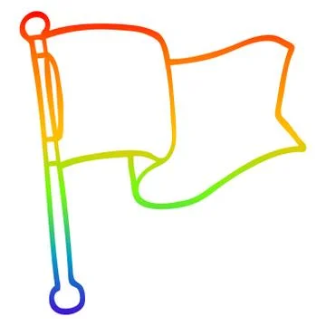 Rainbow gradient line drawing cartoon white flag waving Ilustração Stock