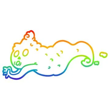 Rainbow gradient line drawing cartoon spooky ghost Ilustración de archivo