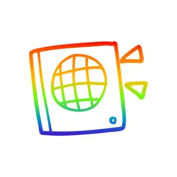 Rainbow gradient line drawing cartoon speaker Stock Illustration