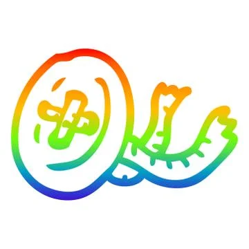 Rainbow gradient line drawing cartoon old button Illustrazione stock