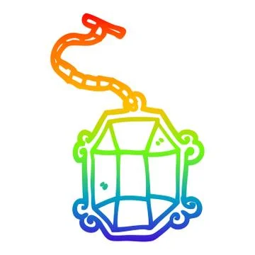 Rainbow gradient line drawing cartoon ruby pendant Illustrazione stock