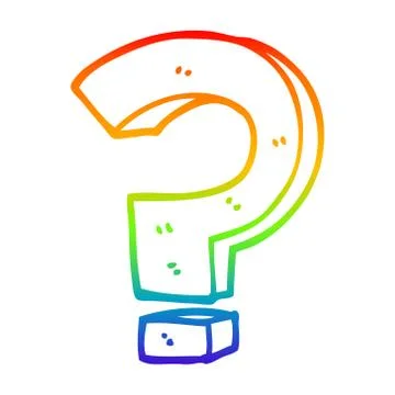 Rainbow gradient line drawing cartoon question mark 스톡 일러스트