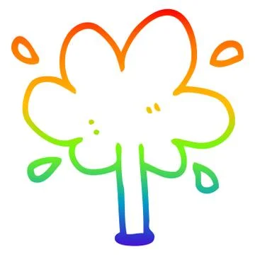 Rainbow gradient line drawing cartoon water squirt Stock Illustration