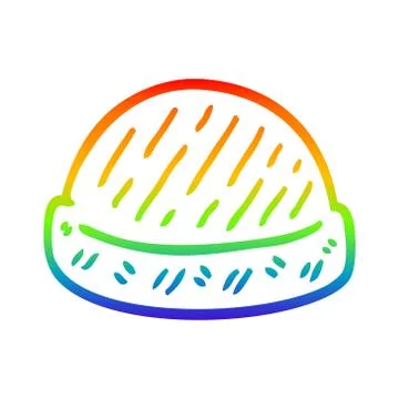 Rainbow gradient line drawing cartoon winter hats Stock Illustration