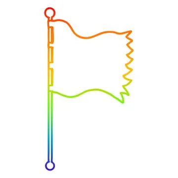 Rainbow gradient line drawing cartoon waving flag Ilustração Stock