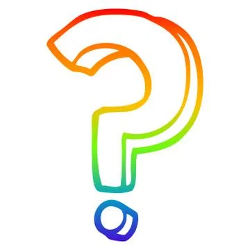 Rainbow gradient line drawing cartoon question mark 스톡 일러스트