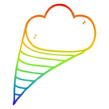 Rainbow gradient line drawing cartoon decorative cloud Illustrazione stock