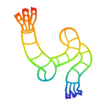 Rainbow gradient line drawing cartoon tech cable Stock Illustration