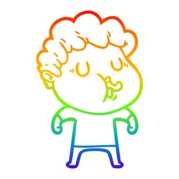 Rainbow gradient line drawing cartoon man singing Illustrazione stock