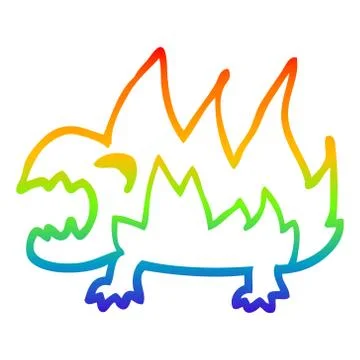 Rainbow gradient line drawing cartoon fire demon Stock-Illustration