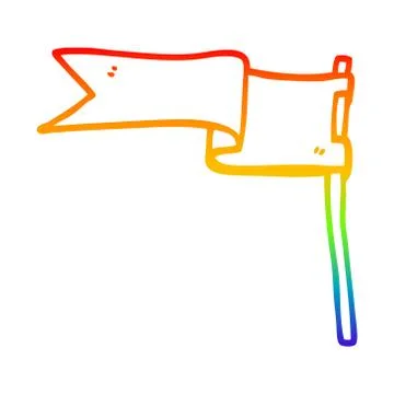 Rainbow gradient line drawing cartoon flag Ilustração Stock