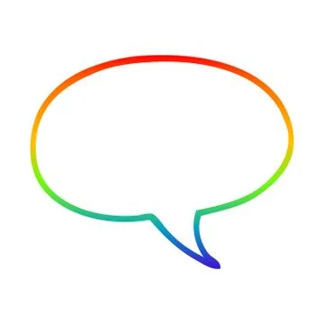 Rainbow gradient line drawing cartoon speech bubble Illustrazione stock