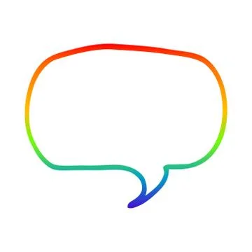 Rainbow gradient line drawing cartoon speech bubble Stock Illustration