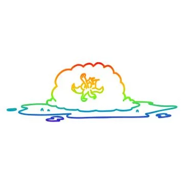 Rainbow gradient line drawing cartoon squashed tomato Stock Illustration
