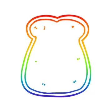 Rainbow gradient line drawing cartoon slice of bread Stock Illustration