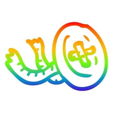 Rainbow gradient line drawing cartoon button Stock Illustration