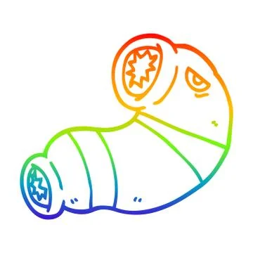 Rainbow gradient line drawing cartoon monster leech Stock Illustration
