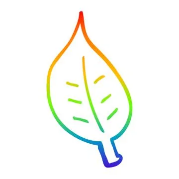 Rainbow gradient line drawing cartoon leaf Stock Illustration