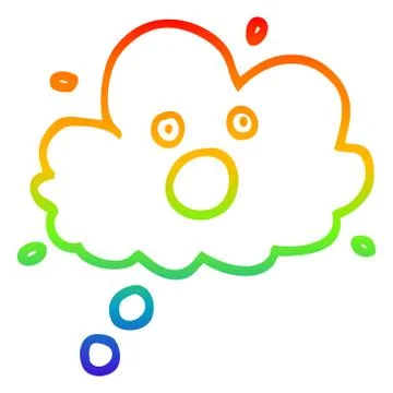 Rainbow gradient line drawing cartoon screaming thought cloud Stockillustratie