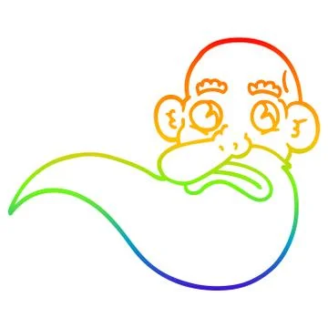 Rainbow gradient line drawing cartoon grumpy old man Illustrazione stock