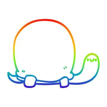 Rainbow gradient line drawing cute cartoon tortoise Illustrazione stock