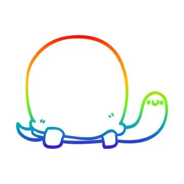 Rainbow gradient line drawing cute cartoon tortoise Illustrazione stock