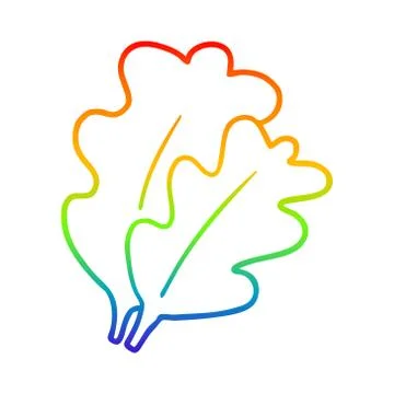 Rainbow gradient line drawing fall leaves cartoon Stock Illustration