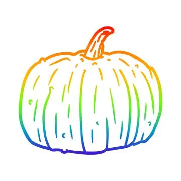 Rainbow gradient line drawing halloween pumpkin Illustrazione stock