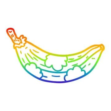 Rainbow gradient line drawing old banana going brown Stock-Illustration