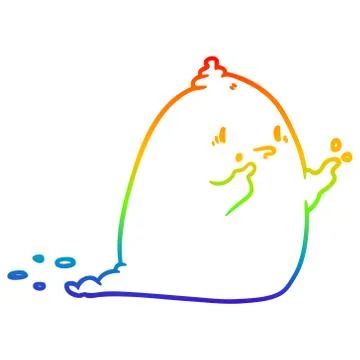 Rainbow gradient line drawing spooky ghost Ilustración de archivo