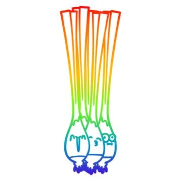 Rainbow gradient line drawing spring onions Stock Illustration