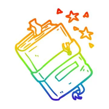 Rainbow gradient line drawing witch's book of spells Ilustração Stock