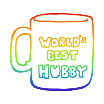 Rainbow gradient line drawing worlds best hubby mug Stock Illustration