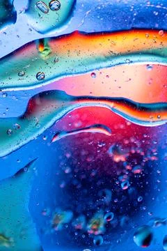 Rainbow Gradient Liquid Surface with Oil Drops Macro Art Illustrazione stock