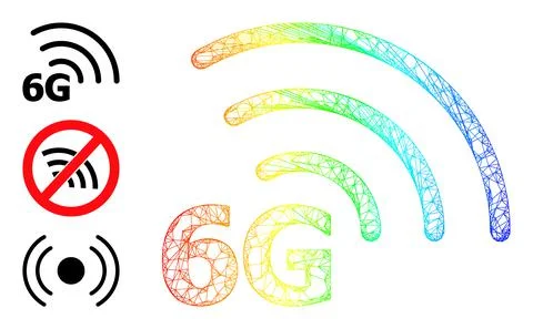 Rainbow Gradient Net Mesh 6G Internet Icon Illustrazione stock
