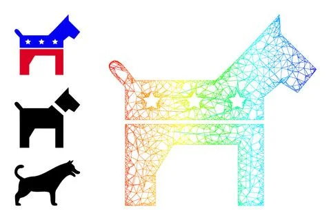 Rainbow Gradient Net Mesh American Dog Icon Illustrazione stock