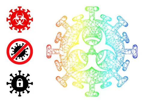 Rainbow Gradient Net Mesh Hazard Virus Icon Stock Illustration