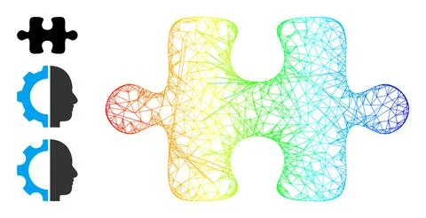 Rainbow Gradient Net Mesh Puzzle Item Icon Ilustração Stock