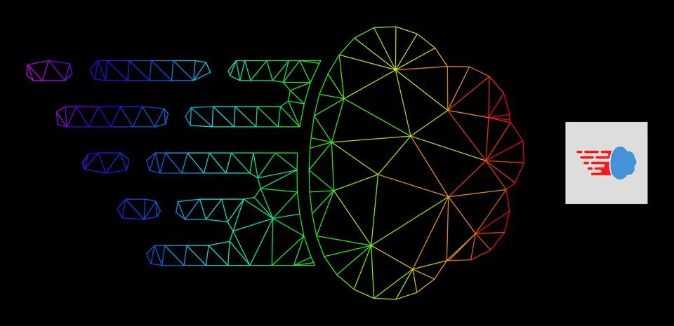 Rainbow Gradient Polygonal Mesh Gas Cloud Icon 스톡 일러스트