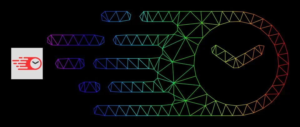Rainbow Gradient Polygonal Mesh Speed Time Icon 库存插图