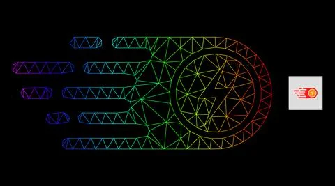 Rainbow Gradient Polygonal Net Electrical Power Icon Ilustração Stock