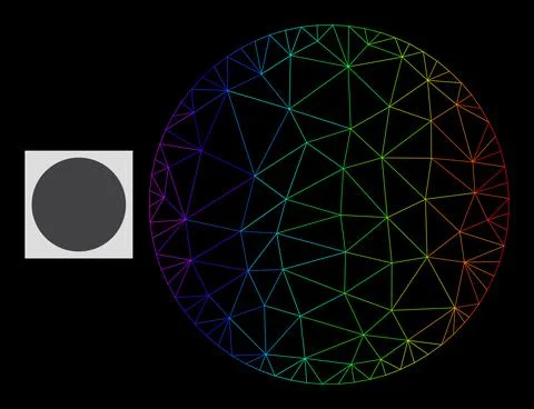 Rainbow Gradient Polygonal Net Filled Circle Icon Stock Illustration